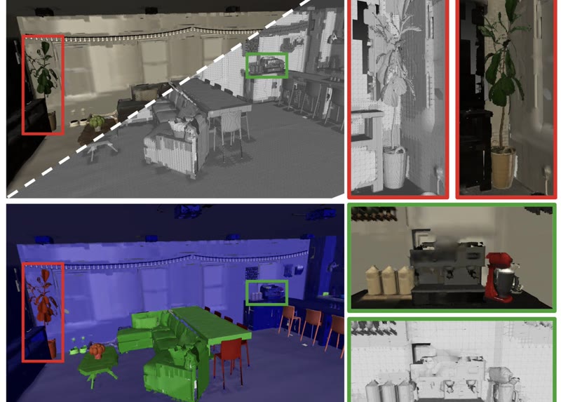 MAP-ADAPT semantic map with different reconstruction resolutions for different regions